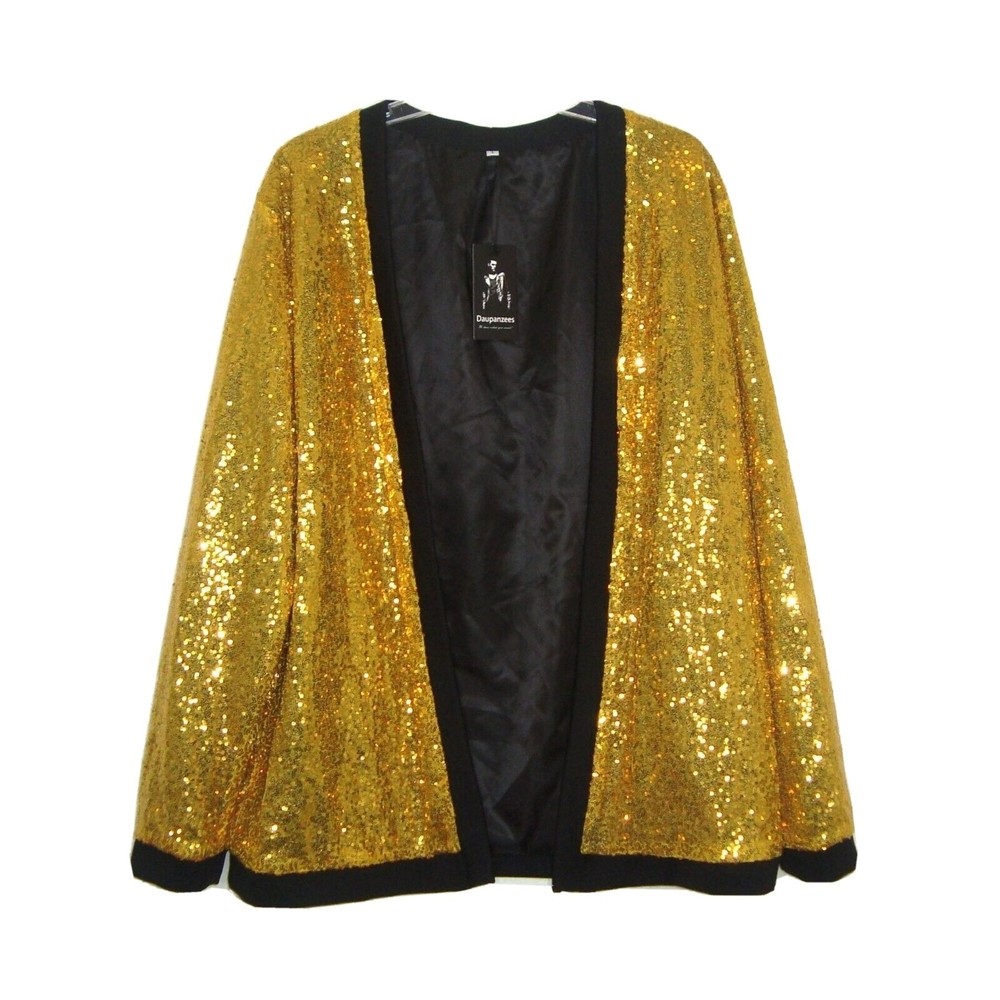 NWT  Gold Sequin Open Front Lined Jacket